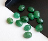 6x8mm-7x10mm Emerald Plain Oval Cabochons, Emerald Oval Gems, Natural Flat Back