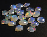 7x9-8x10mm Ethiopian Opal Oval Rose Cut Flat Back Cabochons, 5 Pcs Natural Rare