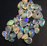 3x4-5x7mm Ethiopian Opal Plain Pear Flat Back Cabochons, Natural Rare Opal