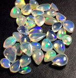 3x4-5x7mm Ethiopian Opal Plain Pear Flat Back Cabochons, Natural Rare Opal