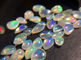 3x4-5x7mm Ethiopian Opal Plain Pear Flat Back Cabochons, Natural Rare Opal