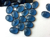 13-16mm Hydro Quartz Rose Cut Flat Cabochons, Lab Created London Blue Topaz