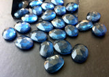 13-16mm Hydro Quartz Rose Cut Flat Cabochons, Lab Created London Blue Topaz