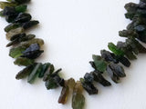 8-13 mm Raw Green Tourmaline Stones, Green Tourmaline Rough Beads, 13 Inch Green