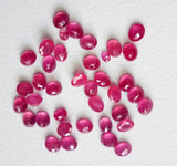 3x4mm-4x5mm Ruby Oval Cut Stones, Loose Glass Filled Faceted Ruby Oval