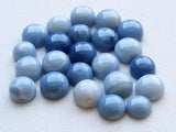 7-9mm Blue Opal Cabochons, Natural Blue Opal Plain Round Flat Back Cabochons