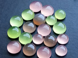 10-12mm Round Chalcedony Cabochons, Multi Color Plain Round Chalcedony