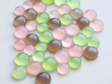 10-12mm Round Chalcedony Cabochons, Multi Color Plain Round Chalcedony