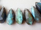 10x16 mm-10x23 mm Labradorite Faceted Pear Beads, Natural Flashy Blue Fire