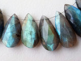 10x16 mm-10x23 mm Labradorite Faceted Pear Beads, Natural Flashy Blue Fire