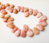 7x9mm - 12x16mm Pink Opal Plain Pear Beads, Natural Peruvian Pink Opal Pear