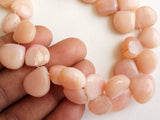 10-14mm Pink Opal Plain Heart Beads, 10-14mm Natural Peruvian Pink Opal Heart