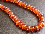 7.5-9mm Citrine Plain Rondelle Beads, Sparkling Honey Orange Huge Citrine Plain