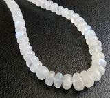 6-9mm Rainbow Moonstone Plain Rondelle Beads, Natural White Rainbow Beads, Plain