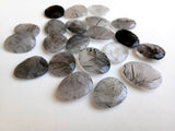 22-27mm Black Rutilated Quartz Faceted Cabochon, Rutile Rose Cut Flat Back 5 Pcs