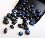 7-15mm Rare Black Labradorite Plain Cabochons, Natural Peacock Flat Back