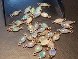 13-15mm Ethiopian Opal Mix Shape Rose Cut Connectors, Natural Opal 925 Silver