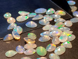 7-9mm Ethiopian Opal Mix Shape Rose Cut Cabochons, Faceted Flat Back