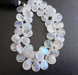 9x12 mm-10x14 mm Rainbow Moonstone Plain Pear Beads, 20 Pcs Natural Rainbow