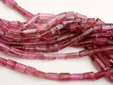 4-10mm Rare Pink Tourmaline Faceted Pipe Beads, Natural Pink Tourmaline Fancy