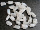 8-12mm Rainbow Moonstone Chains, Moonstone Faceted Step Cut Tumbles Connector