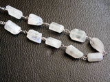 8-12mm Rainbow Moonstone Chains, Moonstone Faceted Step Cut Tumbles Connector