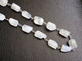 8-12mm Rainbow Moonstone Chains, Moonstone Faceted Step Cut Tumbles Connector