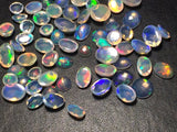 3x4mm-4x6mm Ethiopian Opal Rose Cut Flat Back Cabochons, Natural Fire Rare