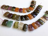 8x12mm Rare Multi Tourmaline Faceted Chewing Gum Cut Beads, Natural Multi