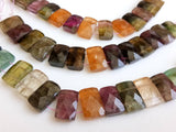 8x12mm Rare Multi Tourmaline Faceted Chewing Gum Cut Beads, Natural Multi