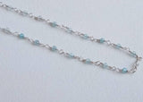 2-2.5mm Aquamarine Wire Wrapped Faceted Rondelle, Chain By The Foot, Rosary