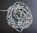 2-2.5mm Aquamarine Wire Wrapped Faceted Rondelle, Chain By The Foot, Rosary