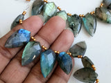 11x21 mm Labradorite Faceted Shield Bead, Natural Labradorite, Both Side Faceted