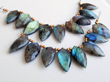 11x21 mm Labradorite Faceted Shield Bead, Natural Labradorite, Both Side Faceted