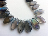 7x12 mm-9x18 mm Labradorite Faceted Marquise Bead, Natural Blue Fire Labradorite