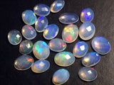 7x9-8x10mm Ethiopian Opal Oval Rose Cut Flat Back Cabochons, 5 Pcs Natural Rare