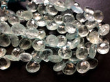 11-12 mm Aquamarine Faceted Heart Beads, Natural Faceted Heart Beads Briolettes