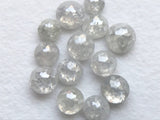 White Gray Rose Cut Diamond Cabochons, 2.5-3.5mm Round Flat Back Diamond for Jewelry (3Pcs) - PUSPD68