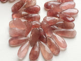 10x22- 13x36 mm Strawberry Quartz Faceted Pear Bead, Natural Strawberry Quartz