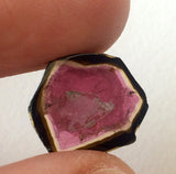 14.5mm Rare Watermelon Tourmaline Rough Slice, OOAK Watermelon Tourmaline Slice