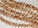 8 mm Peach Moonstone Faceted Hearts, Natural Peach Moonstone Heart Beads, Peach