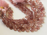 8.5-9 mm Strawberry Quartz Faceted Heart Beads, Natural Strawberry Pink Heart