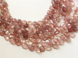 8.5-9 mm Strawberry Quartz Faceted Heart Beads, Natural Strawberry Pink Heart