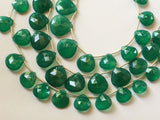 12-19 mm Green Onyx Faceted Heart Beads, Natural Green Onyx Heart Briolettes