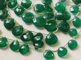 12-19 mm Green Onyx Faceted Heart Beads, Natural Green Onyx Heart Briolettes