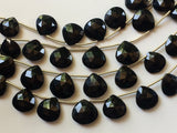 13-16 mm Black Onyx Faceted Heart Beads, Natural Black Onyx Heart Briolettes