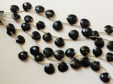 13-16 mm Black Onyx Faceted Heart Beads, Natural Black Onyx Heart Briolettes