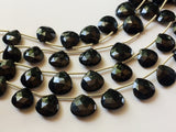 13-16 mm Black Onyx Faceted Heart Beads, Natural Black Onyx Heart Briolettes