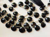 13-16 mm Black Onyx Faceted Heart Beads, Natural Black Onyx Heart Briolettes