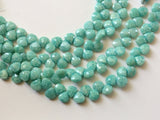 8.5 mm Amazonite Faceted Heart Beads, Natural Amazonite Sea Foam Briolettes